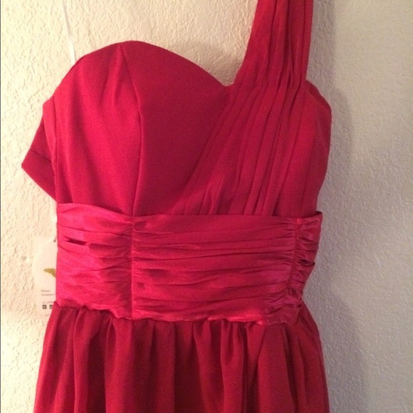 RED chiffon bridesmaids dress NEW! - Picture 2 of 4